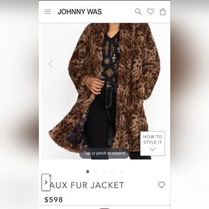 Johnny Was Brown Faux Fur Jacket